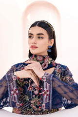 Navy Blue Chiffon Embroidery Salwar Kameez Suit Set