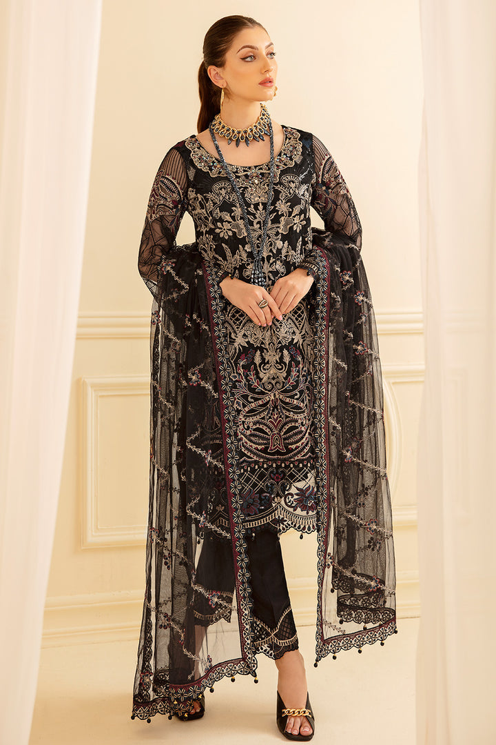 Beautiful Black Organza Net Readymade Pakistani Salwaar Kameez