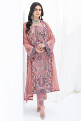 Mauve Pink Chiffon Embroidery Sequence Salwar Kameez Suit Set