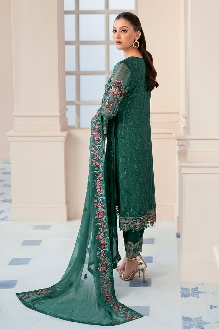 Green Color Chiffon Embroidery Salwar Kameez Suit Set