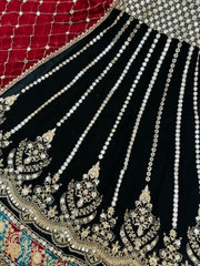 Black Color Desi Designer Long Gown With Maroon Dupatta